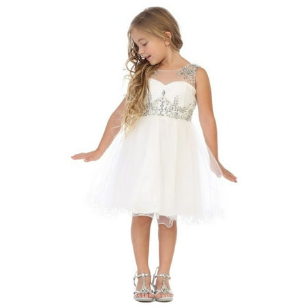 My Best Kids Girls Off-White Stone Accented Junior Bridesmaid (Best Items To Raffle Off)