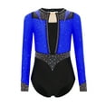 thumbnail image 3 of YiZYiF Girls Sparkly Rhythmic Gymnastics Leotards Long Sleeve Ballet Dance Figure Skating Bodysuit Blue 6, 3 of 7