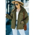 thumbnail image 4 of POGLIP Women's Green Corduroy Ribbed Shell Fleece Lining Jacket, 4 of 6