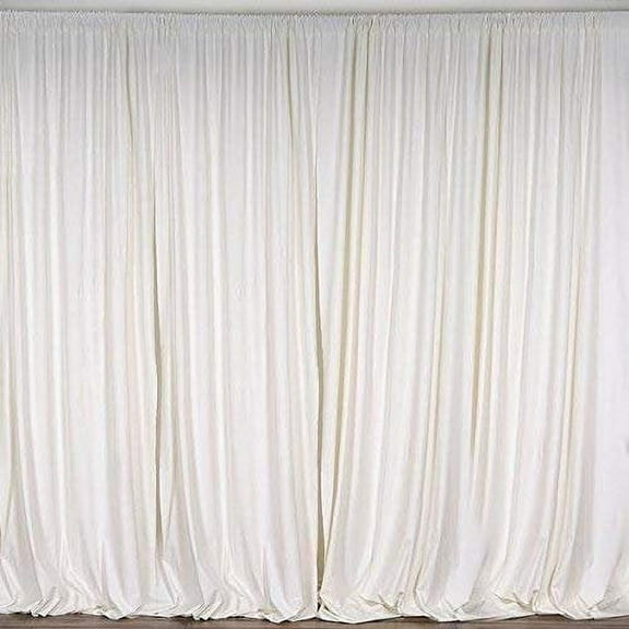2 pcs 10 feet x 10 feet Polyester Backdrop Drapes Curtains Panels with Rod Pockets - Wedding Ceremony Party Home Window Decorations - IVORY