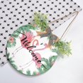 thumbnail image 4 of SKYSONIC Tropical Palm Tree Flamingo Welcome Sign Front Door Decor Round Door Hanging Sign Porch Decorations for Farmhouse Summer Holiday Fall Halloween Christmas - 12x12 inch, 4 of 7