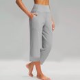 thumbnail image 2 of ABATAB Capri Pants for Women Yoga High Waist Crop Trousers with Pockets Loose Straight Leg Workout Exercise Gym Pants, 2 of 7