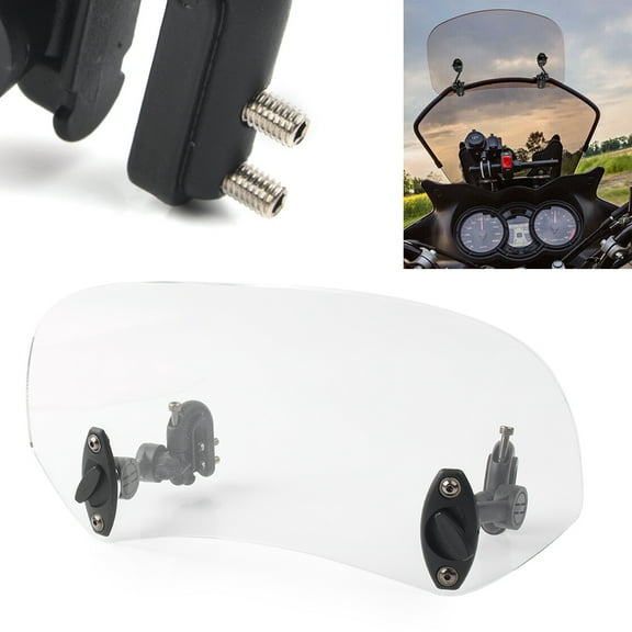 ZS Adjustable Windshield Clip On Extension Spoiler Wind Deflector For Motorcycles