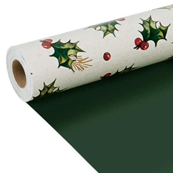 Papel de Regalo Reversible LaRibbons Holly Berry 43x1005 cm