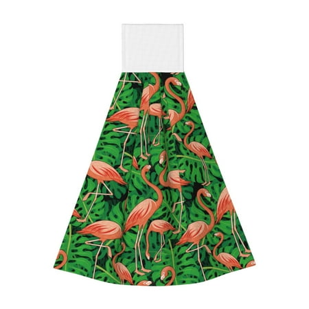 

Sikiie Flamingo Hand Towel with Loop Hanging Towel Absorbent Tie Towels for Kitchen Tea Bar Bathroom Decor
