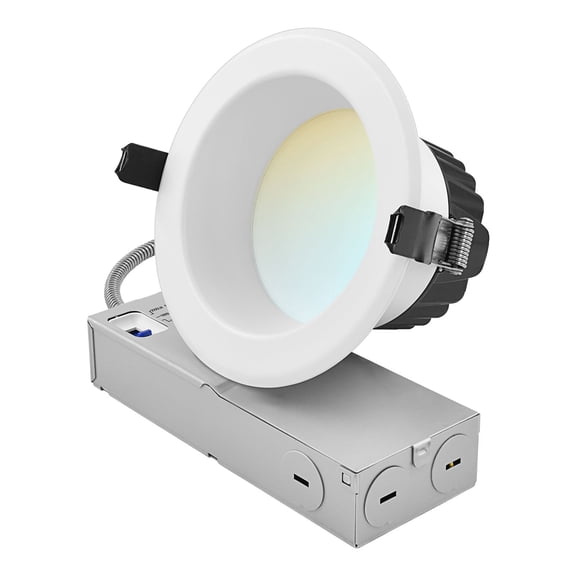 LUXRITE 4 Inch LED Recessed Light J-Box 5CCT 12/16/20W TRIAC Dimmable 1200/1600/2000LM Wet Rated