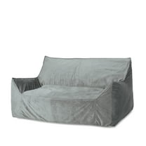 GDF Studio Calef Modern Velveteen 2 Seater Oversized Bean Bag Chair with Armrests, Gray