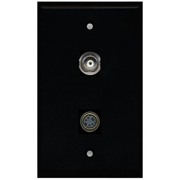 RiteAV - Black 1 Port S-Video 1 Port BNC Wall Plate