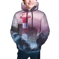thumbnail image 5 of Kll Unisex Kids Boys Girls Hooded Pocket Pullover Hoodies-Lighthouse Waves Torrential Rain, 5 of 9