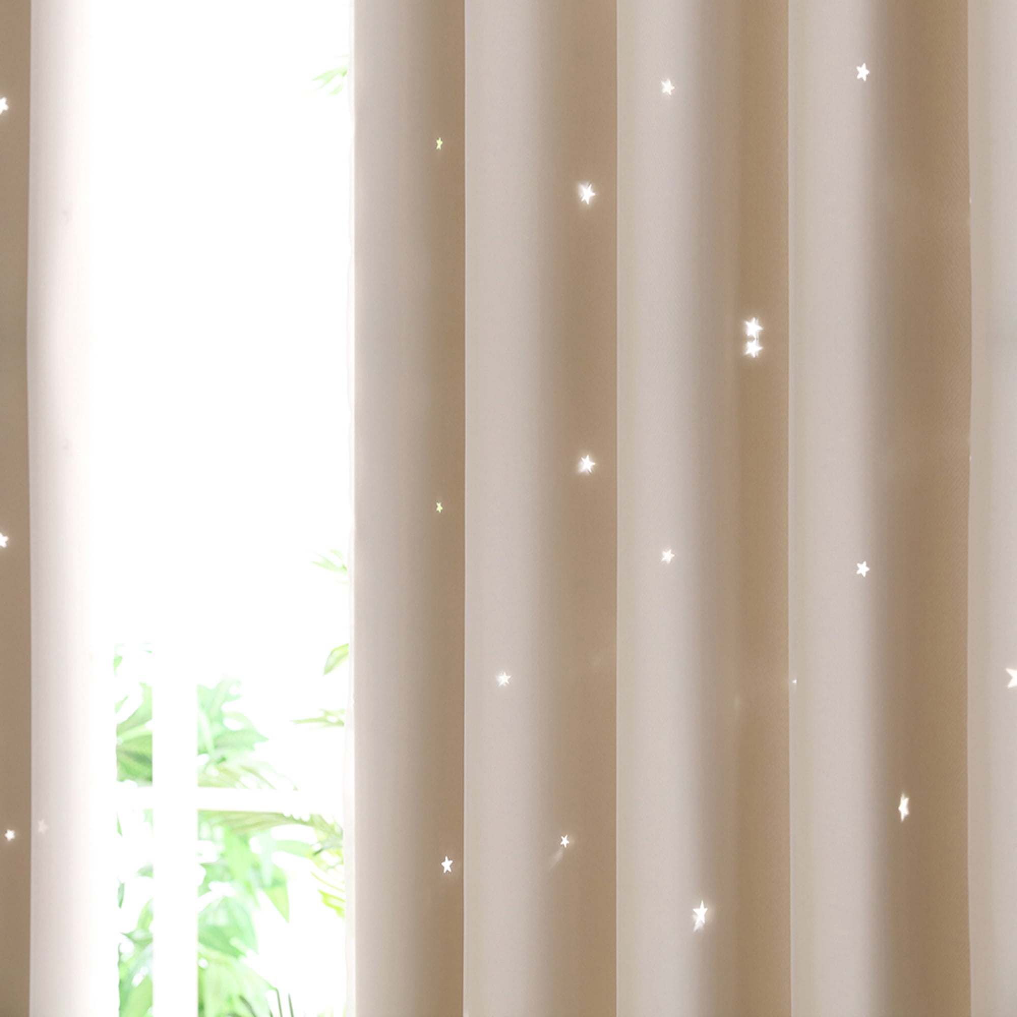  1pcs,Double Layer Window Curtains-Shade Cut Out Stars Panel and  Gauze Valance with Eyelet Top Colorful Blackout Curtain Voile Sheer Curtain  Panel for Kids Girls Bedroom Living Room,Multicolour : Everything Else
