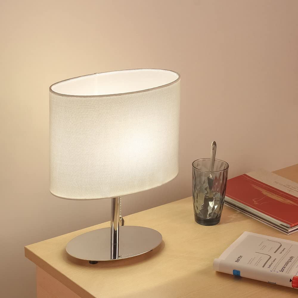 Oval Minimalist Fabric Shade Desk Lamp White