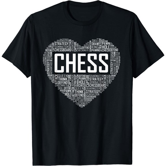 Chess Player Heart Lover Gift T-Shirt Black Small