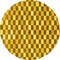 thumbnail image 1 of Ahgly Company Indoor Round Checkered Yellow Modern Area Rugs, 5' Round, 1 of 4