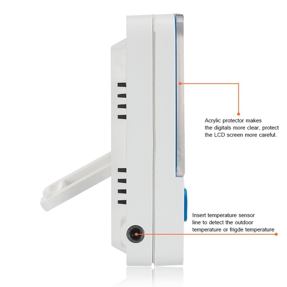 ABCISI Fridge Freezer Thermometer, Max/Min Memory High & Low Temperature Alarms Settings with LED Indicator Digital Refrigeration Thermometer with Magnetic, Stander 2 Pack