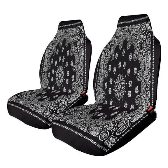 Bandana Pattern Car Seat Cover Set Auto Front Bucket Cushion Protect Accessories 2 Piece