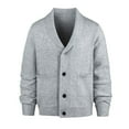 thumbnail image 2 of Men's Casual Cotton Blend Cardigan Long Sleeve Shawl Collar Sweater Button Down Knitted Warm Tops with Pockets (M, Gray), 2 of 7