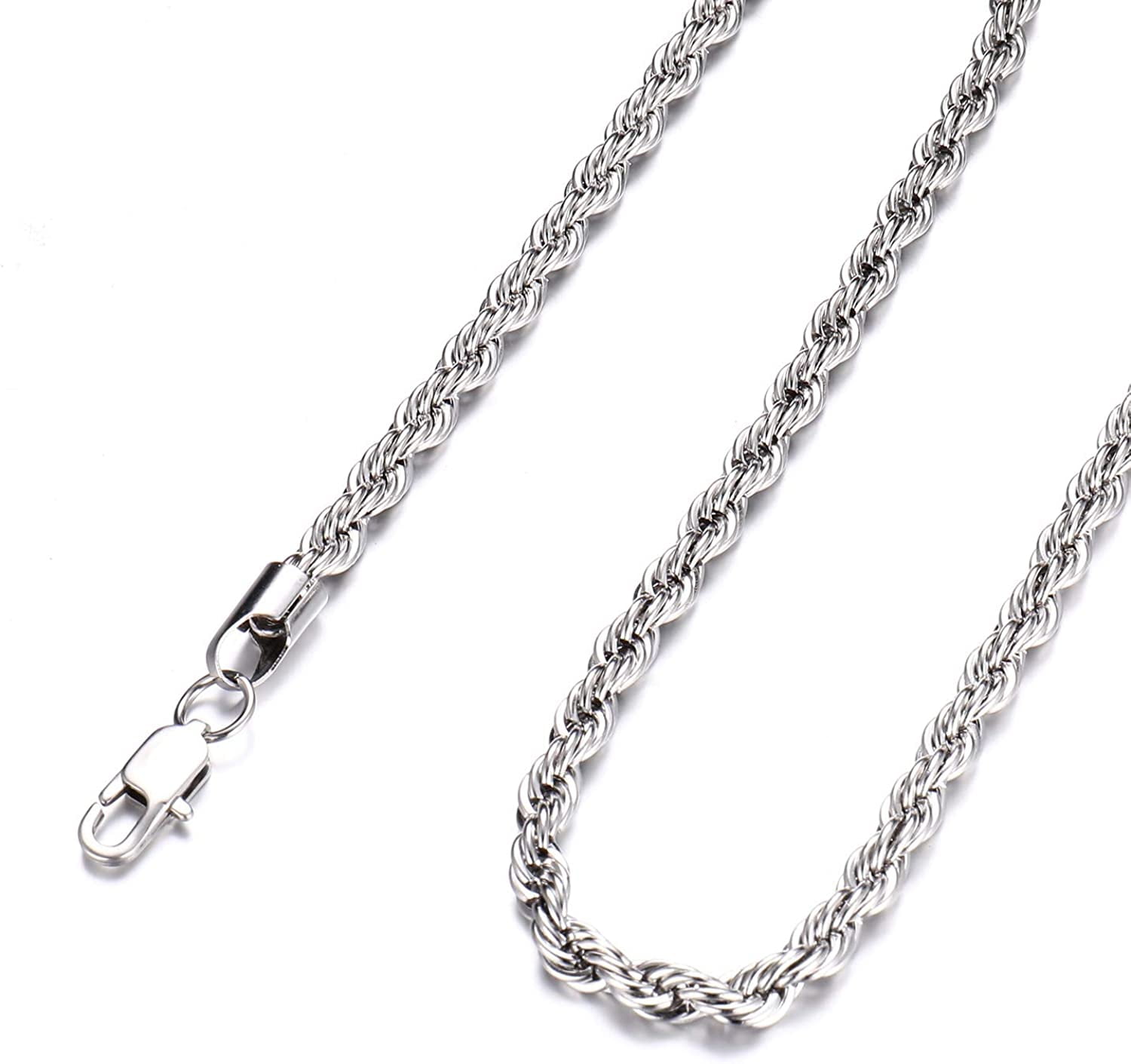 Silver Cuban Link + Rope Chain Stack – Galis jewelry