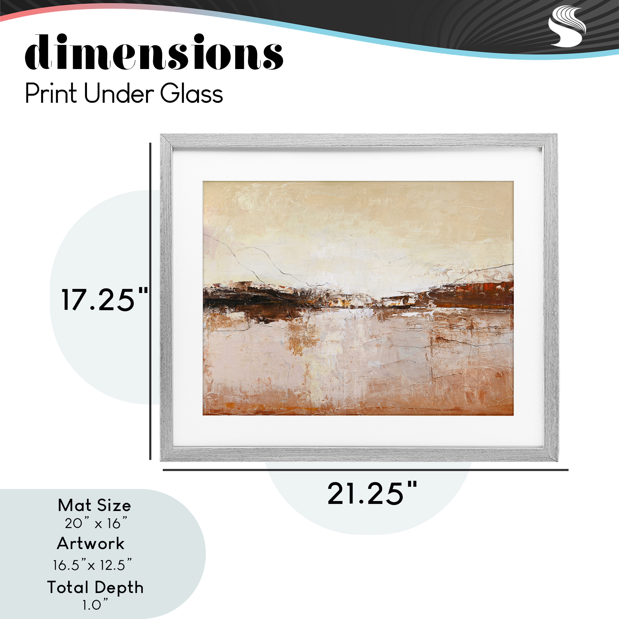 Warm Distressed Horizon Gray Framed Print Under Glass, design by Design Fabrikken