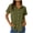 Army Green, variant on Staron Women's Casual Short Sleeve Shirt Solid Color Fashion Button-Up Zippered Pocket T-Shirt Top for Hiking Outdoor Travel, Pink XL