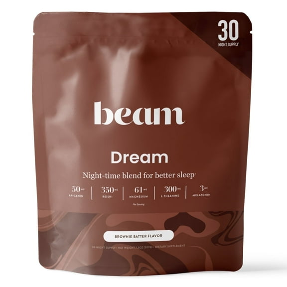 Beam Dream Sleep Powder – Calming Nighttime Cocoa with Magnesium & Apigenin, 30 Servings