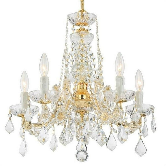 Five Light Mini Chandelier in Minimalist Style 20 inches Wide By 19 inches High-Hand Cut Crystal Type-Gold Finish Bailey Street Home 49-Bel-1627229