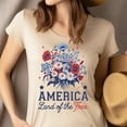 thumbnail image 4 of America Floral T-Shirt – Land of the Free Patriotic Bouquet Tee, CarolinaBlue, Size 3XL, 4 of 6