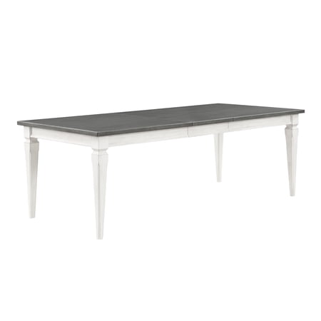 Extendable Dining Table In Gray And White Finish - Poplar Wood Birch Veneer 42 Deep 90 Wide 30 High & With Leaf 90x42x30 Inches 152 Lbs