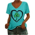 thumbnail image 3 of lcziwo Irish Shirts for Women 2025 Summer Short Sleeve T Shirt Cute Wine Glass Graphic Tees Loose Fit U Neck Blouses St. Patrick's Day Vacation Tops Sky Blue S Today Prime Sales, 3 of 5