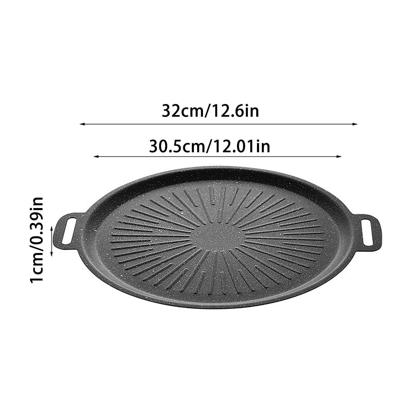 12" Korean BBQ Grill Pan - Nonstick 6-Layer Coating Round Griddle for Indoor/Outdoor Use - Works on Induction, Gas & Electric Stoves - Includes Carrying Bag