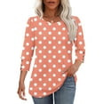thumbnail image 5 of Sevevn Women's Round Neck Button 3/4 Quarter Sleeve Top Spring Tops for Women Orange Spot(Huge) XXL, 5 of 7