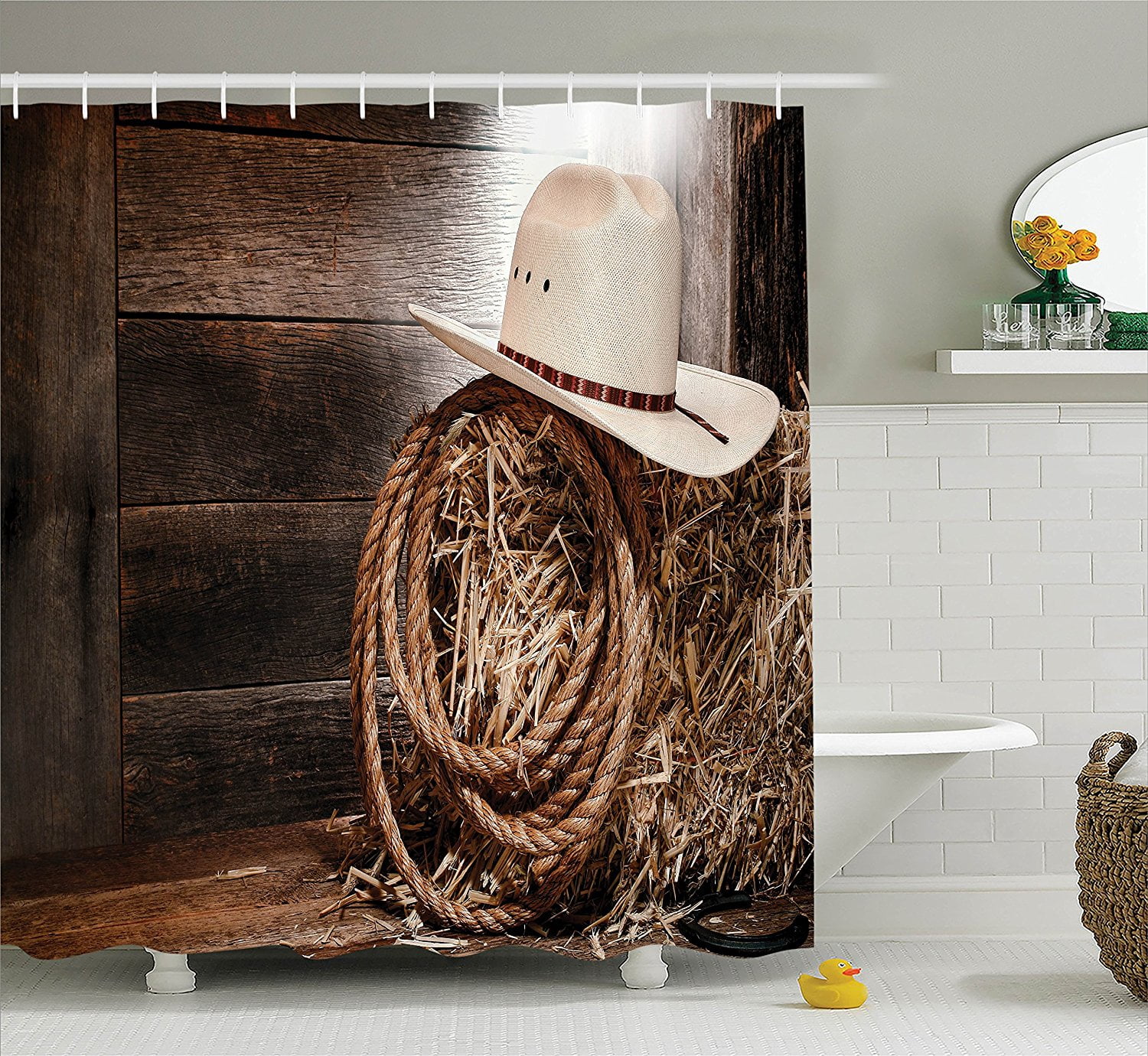 Western Decor Shower Curtain Set By , American West Rodeo Hat With