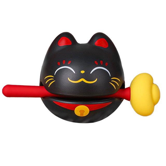 KAKOWELY 1 juego de pez de madera con forma de gato de dibujos animados, juguete musical de percusión para oficina, antiestrés, para golpear peces de madera.