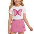 thumbnail image 2 of WAVSUF Girls Outfit Sets Crew Neck T-Shirt and Denim Skirts Trendy Butterfly Summer Casual Daily Clothes 2 Piece Purple Size 7-8, 2 of 10