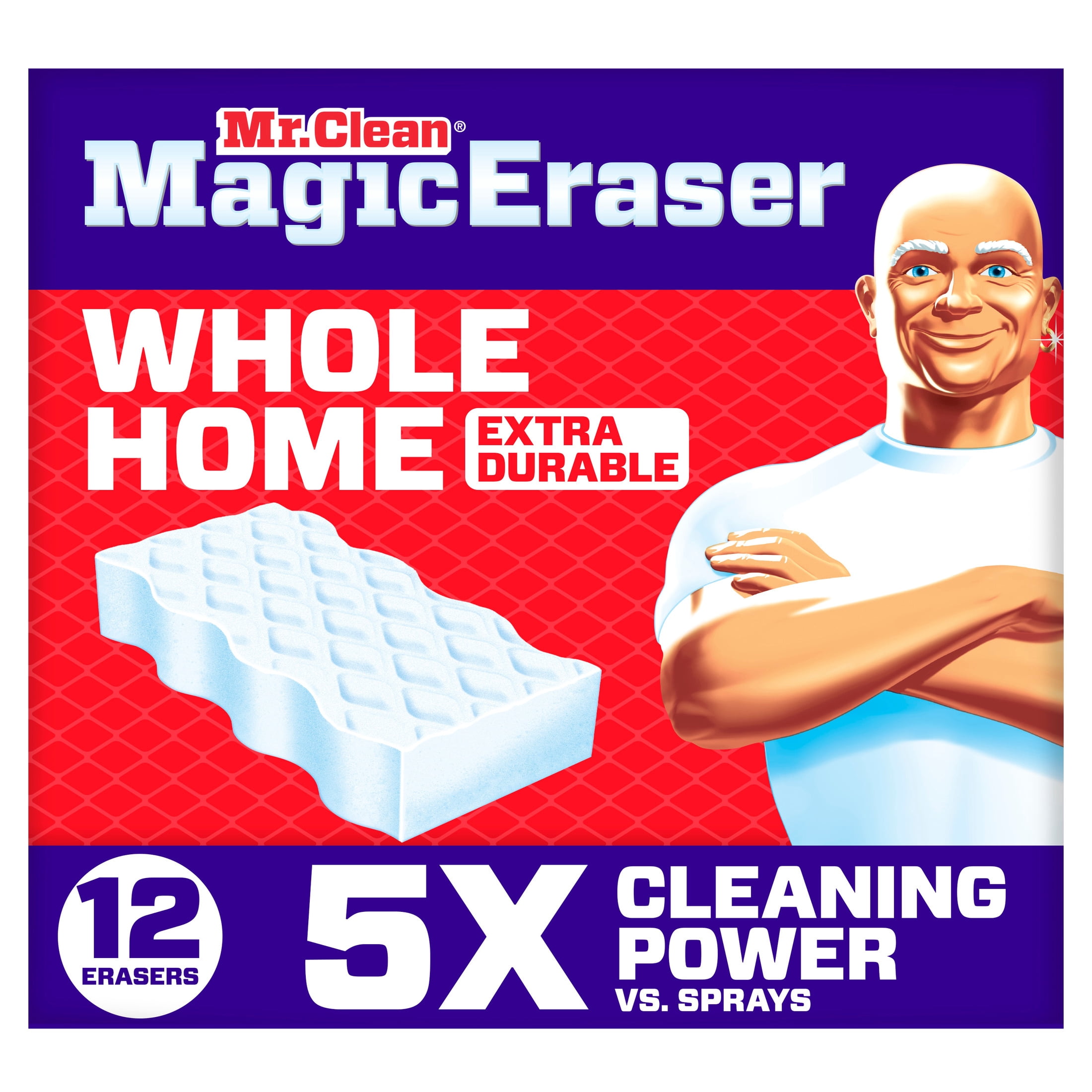 (2 pack) Mr. Clean Magic Eraser, Cleaner, Whole Home Extra Durable, 12ct