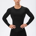 thumbnail image 2 of Lovzfmll Haut de Compression à Manches Longues Couleur Unie Mode Décontractée pour Hommes, Couche de Base Haute Élasticité pour Course et Gym Noir, 2TG, 2 of 7