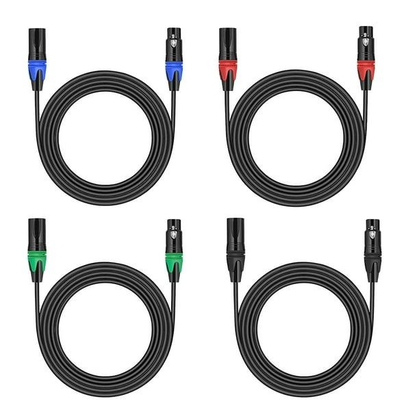 4 Pack 6FT XLR Microphone Cable,3 Pin Mic Cables XLR Male to Female Mic