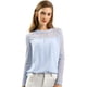 thumbnail image 1 of INSPIRAR CHIC Blusas Casual de Cuello Redondo para Mujeres con Encaje Floral de Manga Larga de Chiffon Tallas L Azul Claro, 1 of 8
