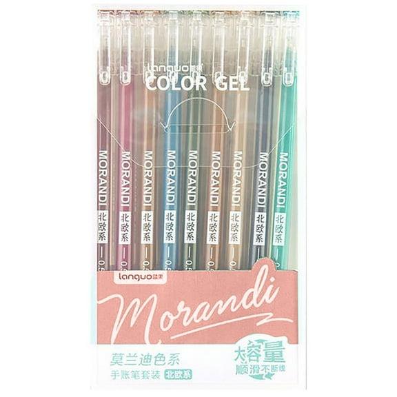 Yettn 9-Pack Colored Gel Pens,Fine Point Smooth Writing Pens with Large Ink Capacity, Multicolor Gel Ink Set for Journaling & Stationery (10ml)