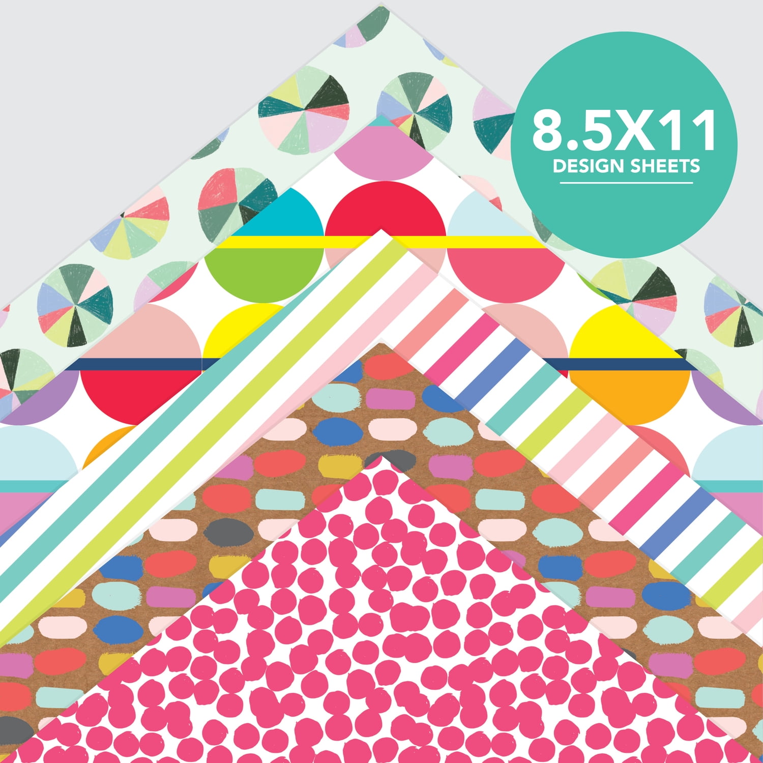 Roobee by Mara Mi Bold Multicolor Glitter Scrapbook Paper, 50 Sheets, 25 Designs