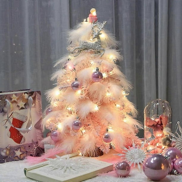60cm Pink Feather Christmas Tree, Reusable Tabletop Christmas Tree Christmas Tree Christmas Decorations