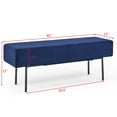 thumbnail image 3 of iRerts Bench Seat, 45" Fabric Upholstered Bench Ottoman Bench, Couch Long Bench Ottoman with Steel Legs, Modern Entryway Bench Bed Bench for Entryway Dining Room Living Room Bedroom, Blue, 3 of 9