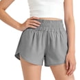 thumbnail image 5 of MGDXOX Girls High Waist Quick Dry Athletic Shorts Elastic Smocked Waist Lightweight Split Hem Shorts for Sports Running and Casual Daily Use Gray 14 Years, 5 of 8