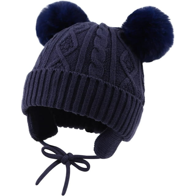 Jagannsa Bonnet d'Hiver pour Bébés Filles Bonnet Chaud pour Garçons Tricoté avec Pompons