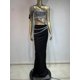 thumbnail image 5 of Conjunto de Top y falda larga para mujer, traje Sexy de dos piezas con cristales y diamantes negros, vestido de celebridad para fiesta de noche, cumpleaños y graduación, 5 of 5