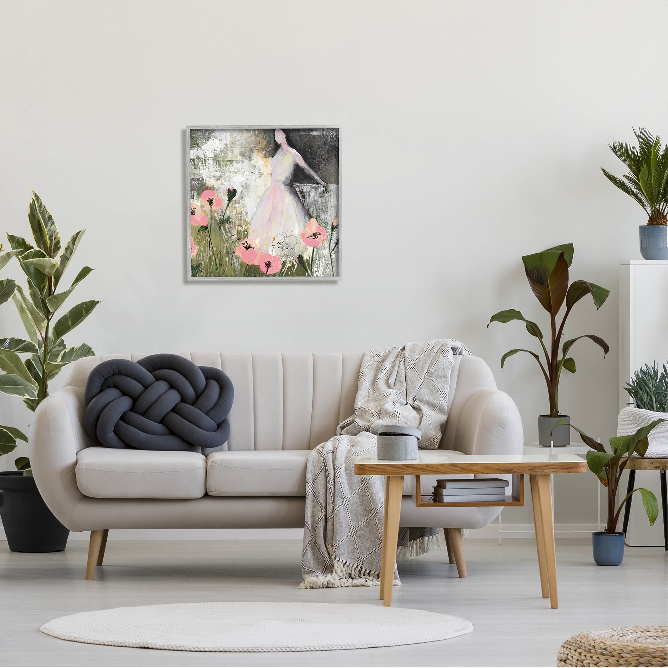 Stupell Industries Contemporary Meadow Woman Collage Painting Gray Framed Art Print Wall Art, Design by Ruth Fromstein