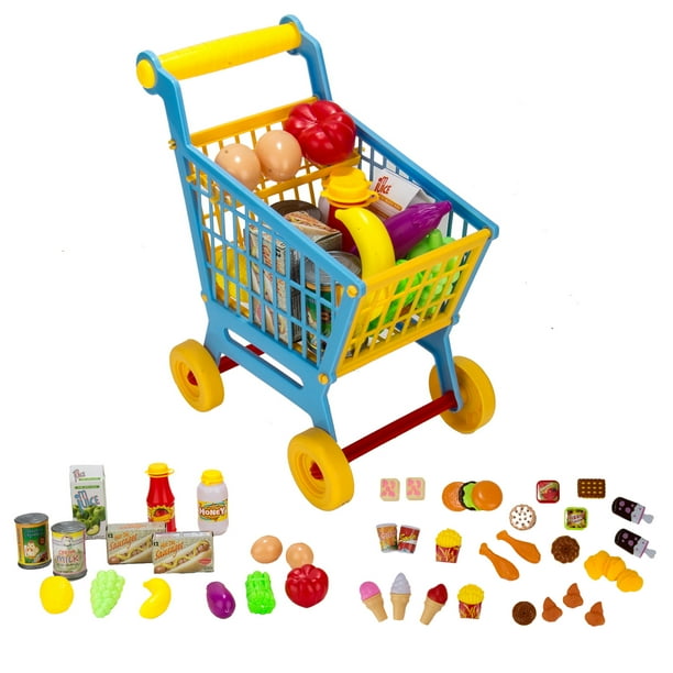 Jumbo 70 Piece Shopping Cart with Desserts Pretend Play Set