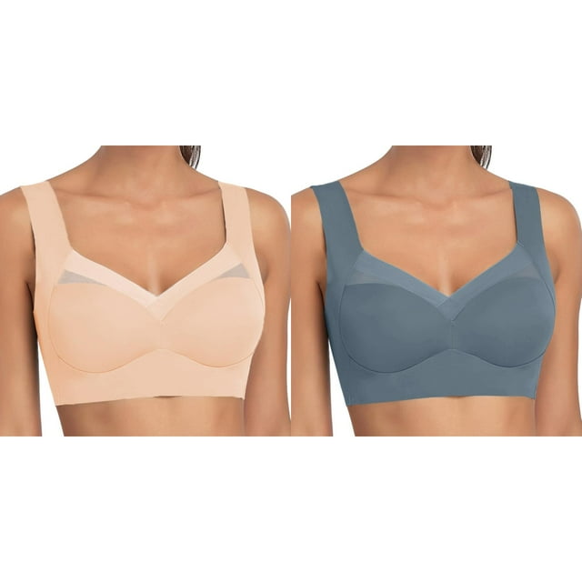 2 Pack(Navy 1PCS & Khaki 1PCS) Multipack Pack of Bra 1 Pieces Lace Bra Small Bras Plus Size Bra