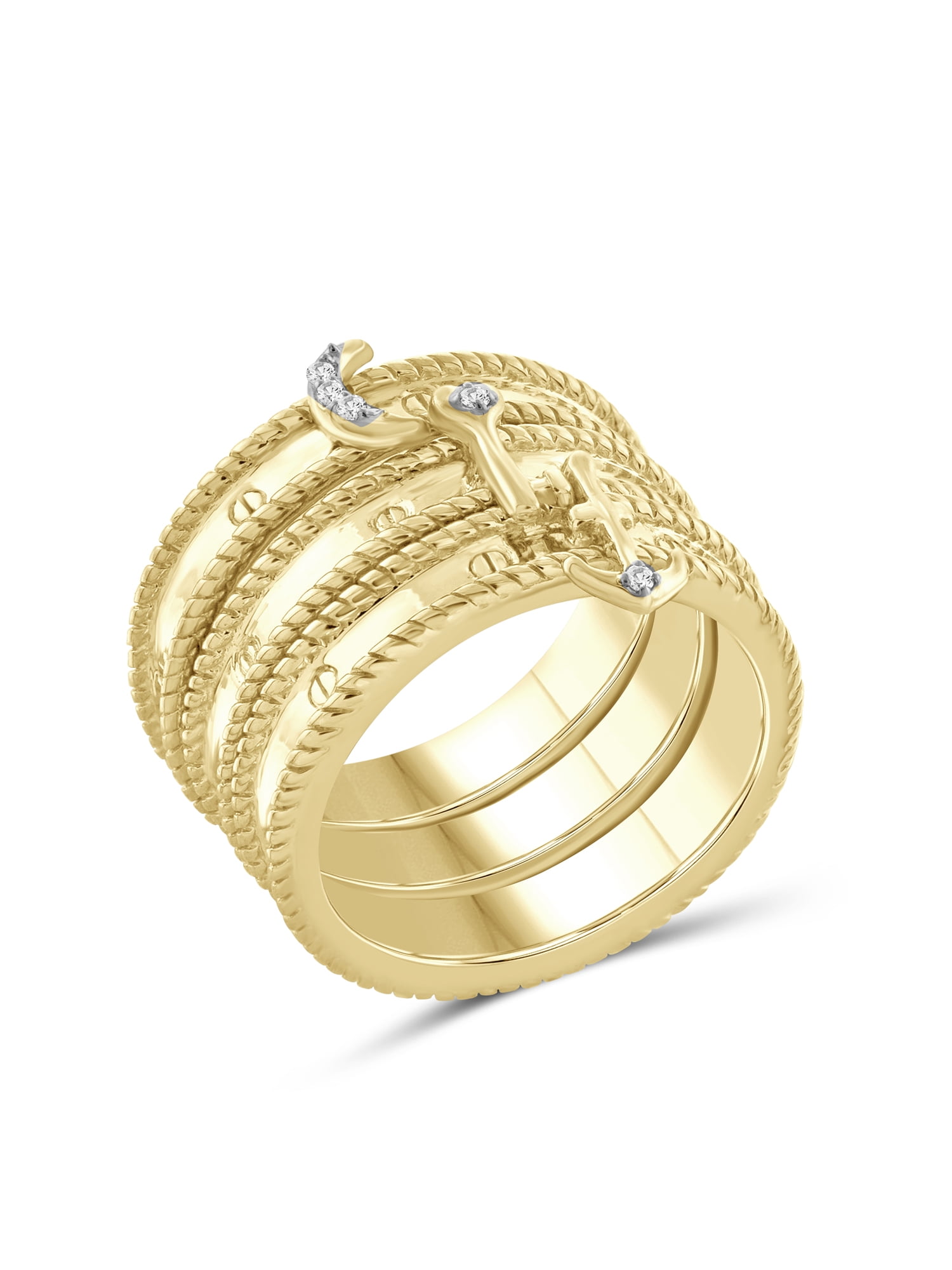 JewelersClub Stackable Diamond Rings for Women – Accent White Diamond Ring Jewelry– 14K Gold Plated Silver Stackable Bands for Women –– Stackable Ring Set by JewelersClub