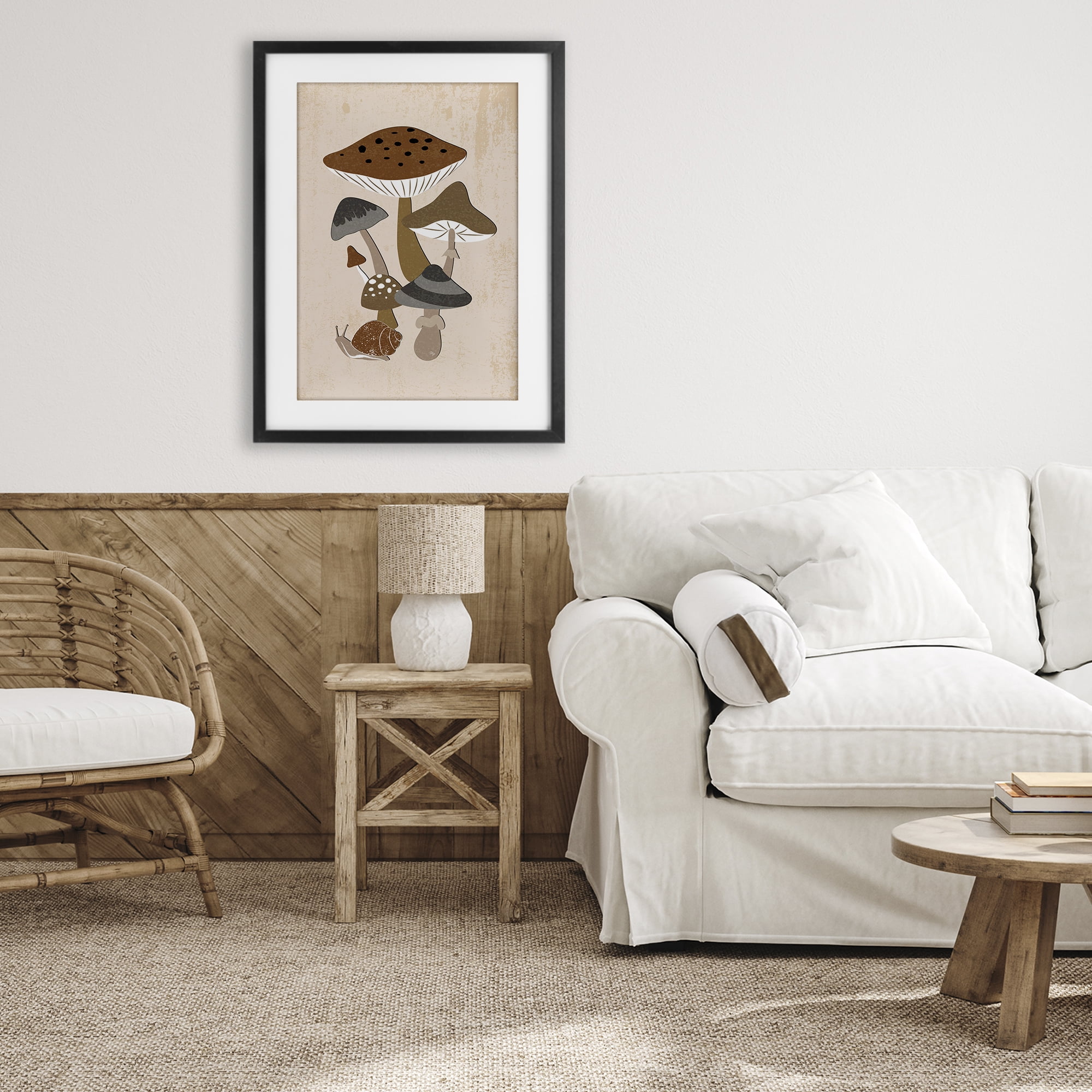 Stupell Industries Earthy Fungi Mushrooms & Snail Black Framed Print Under Glass, design by Martina Pavlova