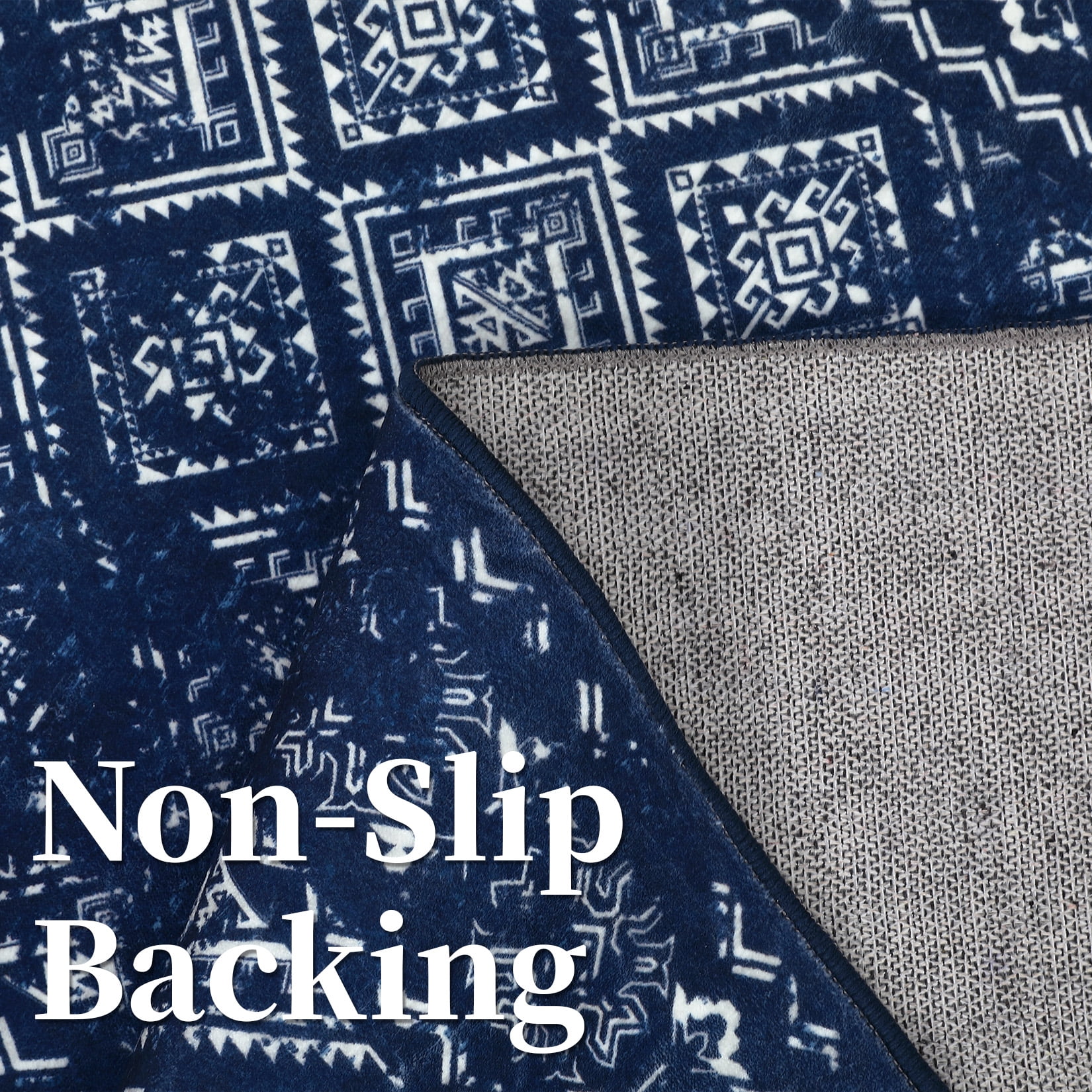 HOMERRY Area Rug 5' x 7' Modern Moroccan Distressed Area Rug for Dining Room Washable Soft Indoor Floor Carpet, Navy